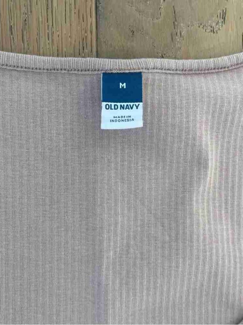 Old Navy Sweetheart Square Neck Shirt women size medium Nude Peach Ribbed - Picture 5 of 5